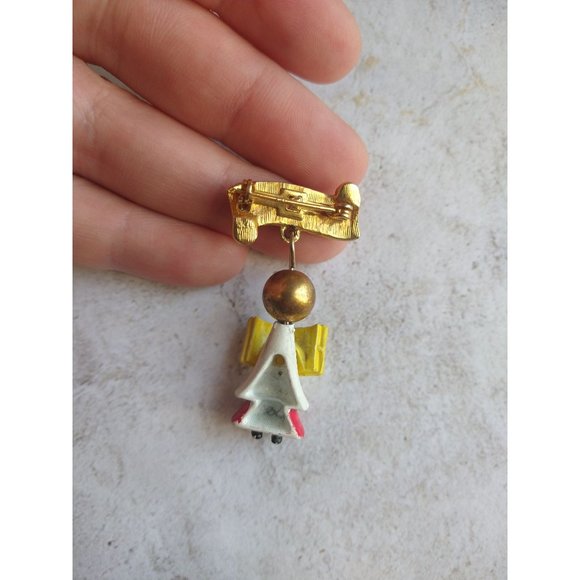 Vintage Noel Christmas Caroler Dangle Pin Cute - Picture 5 of 5